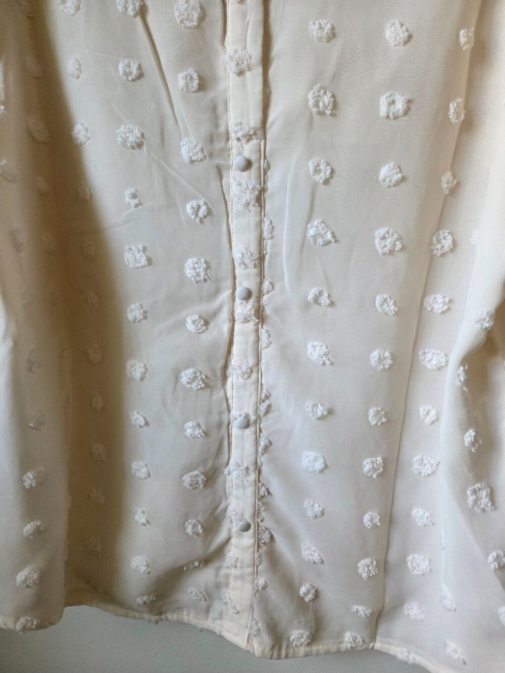 NEW NEVER WORN LASCANA TEXTURED CREAM TOP PUFFED SLEEVES M - Picture 5 of 16